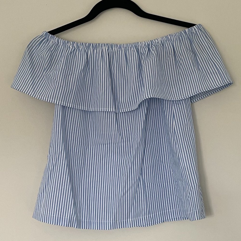 Blue & White Striped Off-The-Shoulder Top